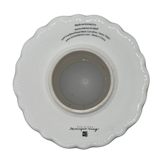 Home Interiors Homco Ceramic Candle Topper Floral Cutouts Design  6” x 4” - Picture 2 of 6